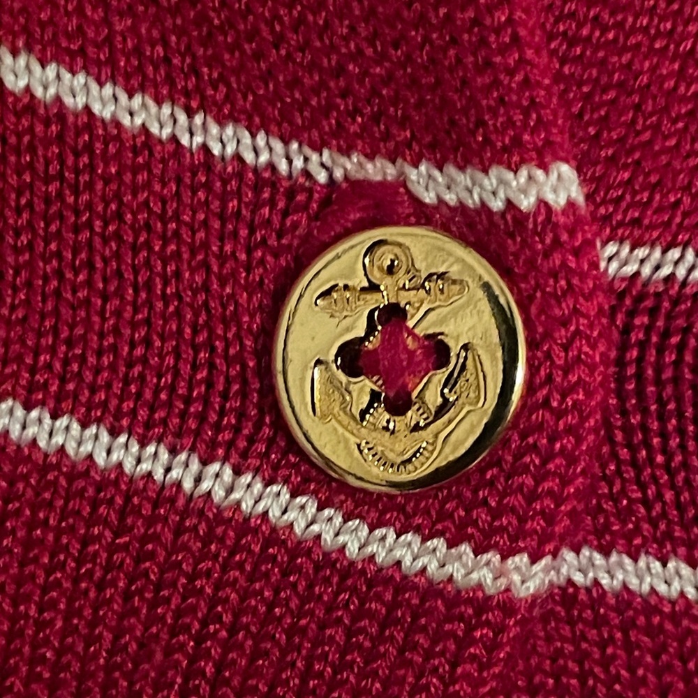 Ralph Lauren Women’s Plus Red Striped Silk Blend Long Sleeve Cardigan Plus 1X - Picture 6 of 10